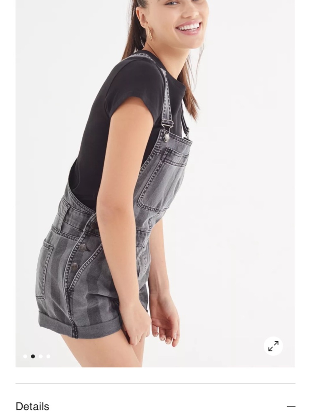 Urban Outfitters BDG Striped Denim Short Overalls Sz M Vintage Wash Shortalls - Picture 13 of 14